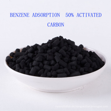 Benzoladsorption 50% kohlebasierte säulenförmige Aktivkohle zur Luftreinigung